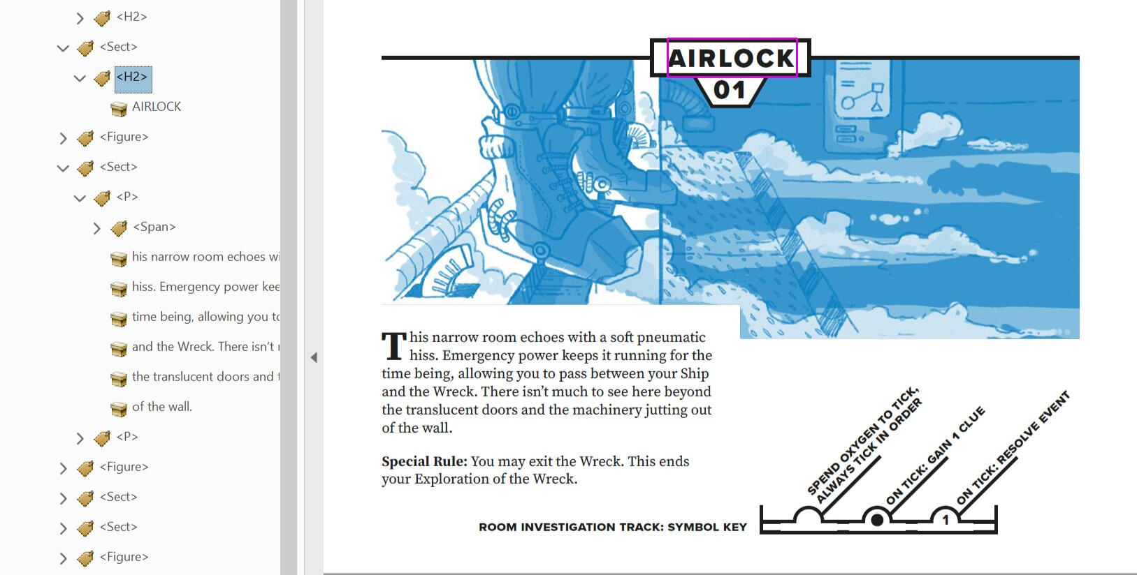 A screenshot of a PDF with it's tags on display. A H2 tag is selected, and the relevant heading in the PDF is highlighted.